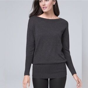 Charcoal gray boatneck soft sweater